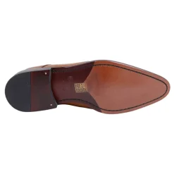 Carrucci Men's Genuine Leather Cognac Brown Lace Up Oxford Brogues Dress Shoes