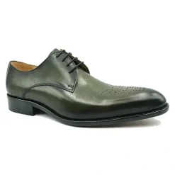 Carrucci Men's Genuine Leather Olive Green Lace Up Oxford Dress Shoes