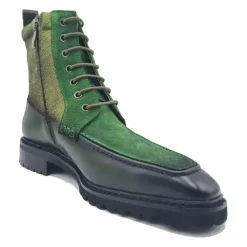 Carrucci Men's Olive Leather & Canvas Lace-up Boots