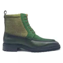 Carrucci Men's Olive Leather & Canvas Lace-up Boots