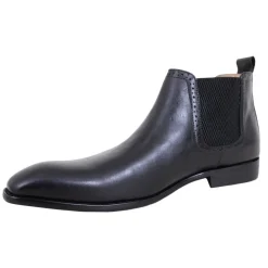Carrucci Solid Black Slip On Leather Ankle Chelsea Dress Boots