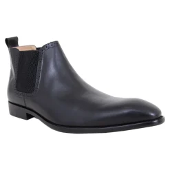 Carrucci Solid Black Slip On Leather Ankle Chelsea Dress Boots