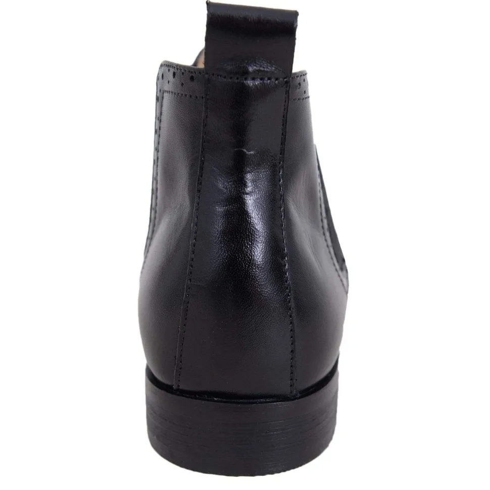 Carrucci Solid Black Slip On Leather Ankle Chelsea Dress Boots