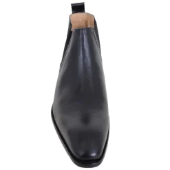 Carrucci Solid Black Slip On Leather Ankle Chelsea Dress Boots