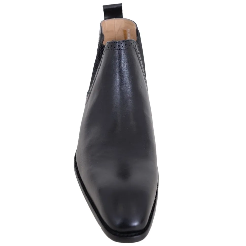 Carrucci Solid Black Slip On Leather Ankle Chelsea Dress Boots