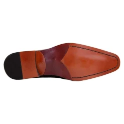 Carrucci Solid Navy Blue Whole Cut Oxford Leather Dress Shoes