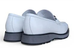 Carrucci White Full Grain Leather Horsebit Hybrid Sole Loafers
