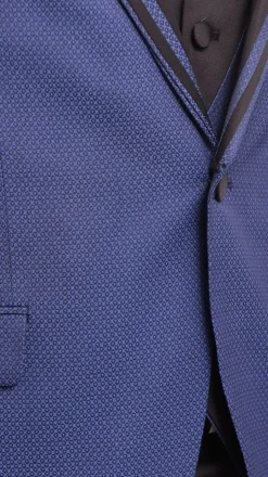 Cemden Extra Slim Fit Blue Diamond Motif One Button Tuxedo With Matching Vest