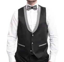 Cemden Extra Slim Fit Gray With Black Diamond Check Three Piece Tuxedo