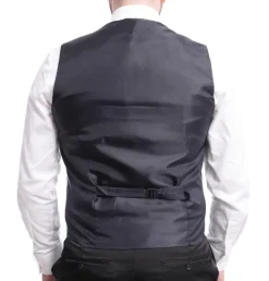 Cemden Extra Slim Fit Navy Blue Textured One Button Tuxedo With Matching Vest
