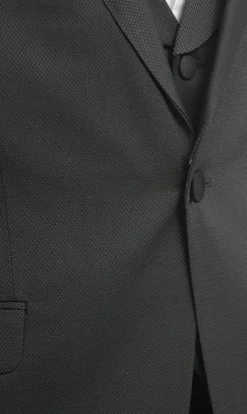 Cemden Extra Slim Fit Textured Hunter Green One Button Tuxedo With Matching Vest