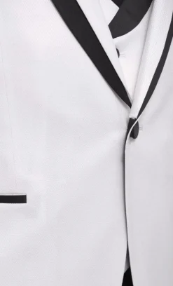 Cemden Extra Slim Fit White Textured One Button Tuxedo With Matching Vest