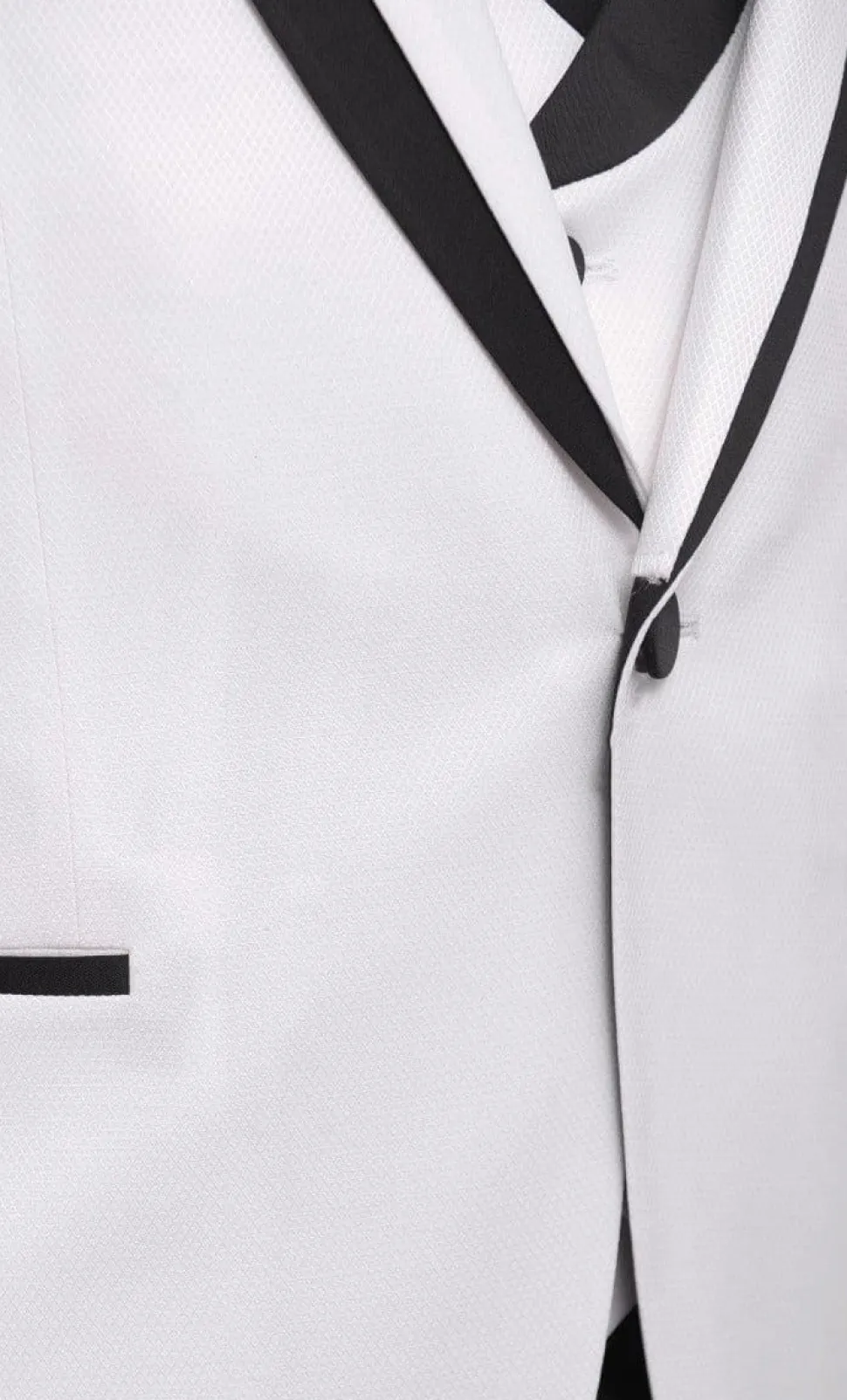 Cemden Extra Slim Fit White Textured One Button Tuxedo With Matching Vest