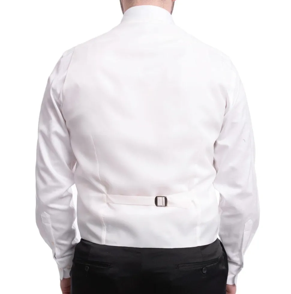 Cemden Extra Slim Fit White Textured One Button Tuxedo With Matching Vest