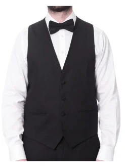 Cemden Mens Slim Fit Solid Black 1-button 3-piece Tuxedo Suit With Shimmer Lapel
