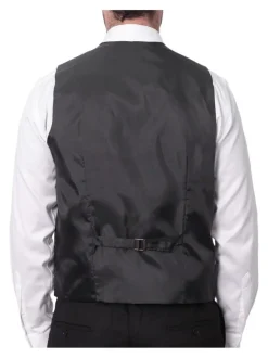 Cemden Mens Slim Fit Solid Black 1-button 3-piece Tuxedo Suit With Shimmer Lapel