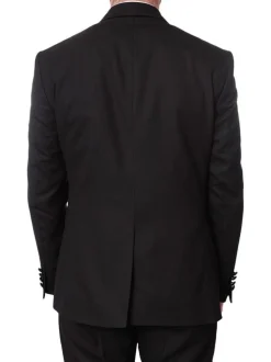 Cemden Mens Slim Fit Solid Black 1-button 3-piece Tuxedo Suit With Shimmer Lapel