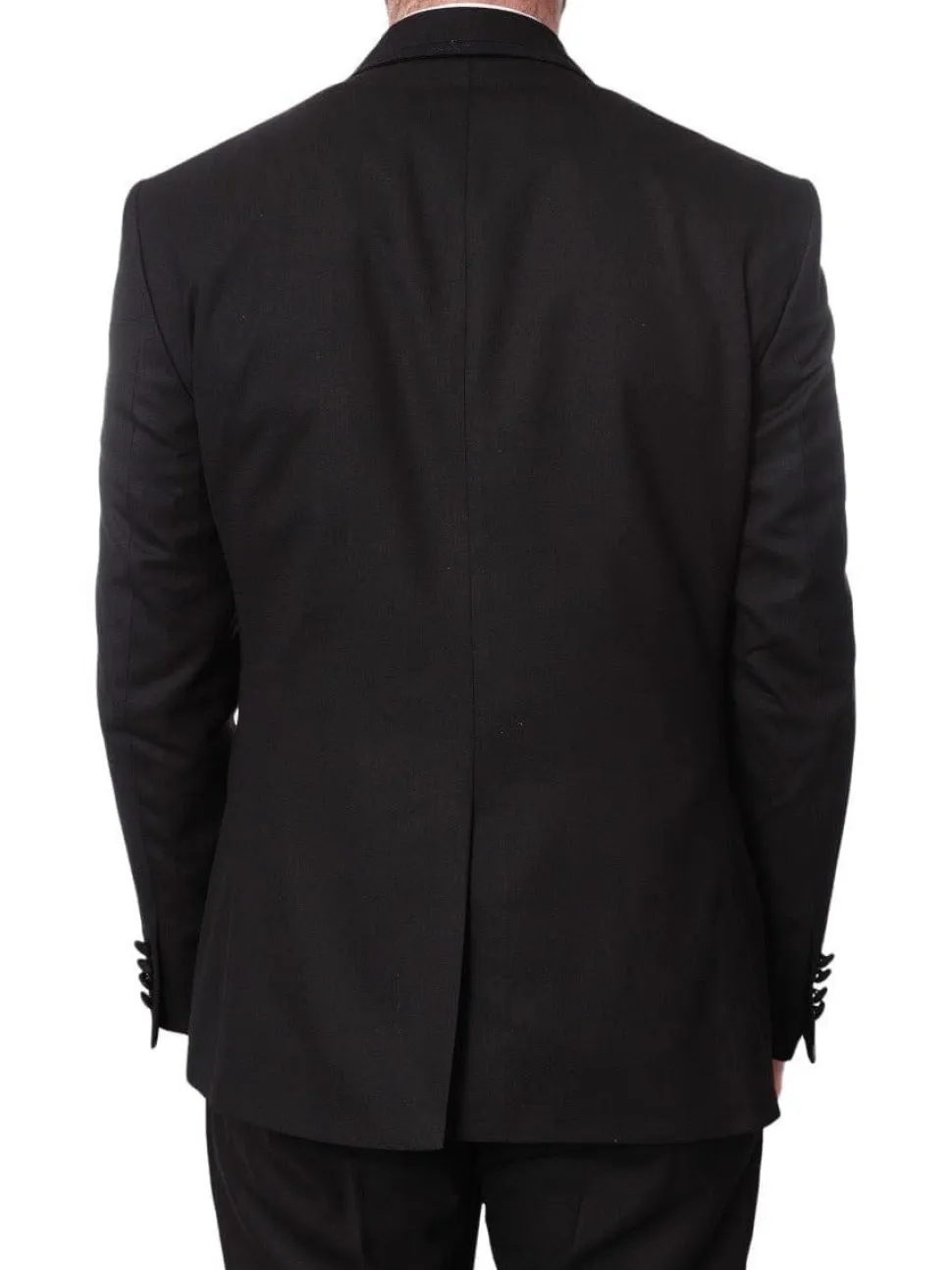 Cemden Mens Slim Fit Solid Black 1-button 3-piece Tuxedo Suit With Shimmer Lapel