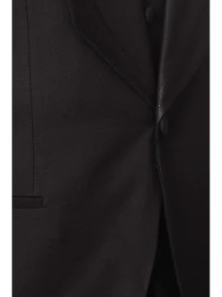 Cemden Mens Slim Fit Solid Black 1-button 3-piece Tuxedo Suit With Shimmer Lapel
