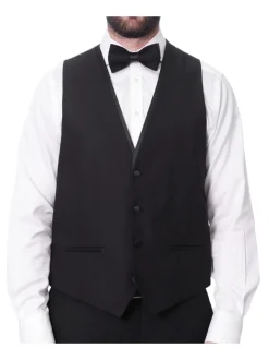 Cemden Mens Slim Fit Solid Black 1 Button 3 Piece Tuxedo Suit With Shawl Lapels