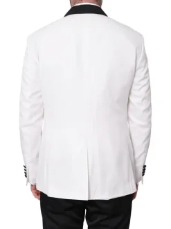 Cemden Mens Slim Fit Solid White 1-button 3 Piece Tuxedo Suit With Shawl Lapels