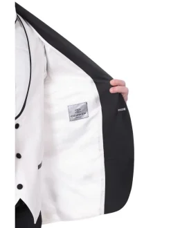 Cemden Mens Slim Fit Solid White 1-button 3 Piece Tuxedo Suit With Shawl Lapels