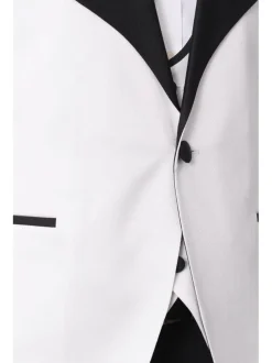 Cemden Mens Slim Fit Solid White 1-button 3 Piece Tuxedo Suit With Shawl Lapels