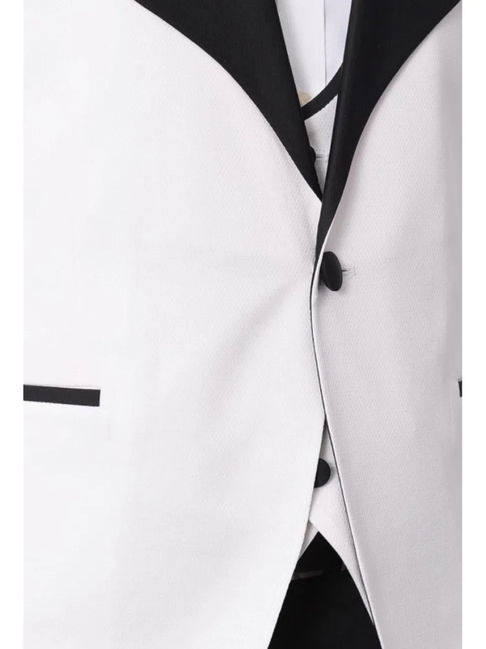 Cemden Mens Slim Fit Solid White 1-button 3 Piece Tuxedo Suit With Shawl Lapels
