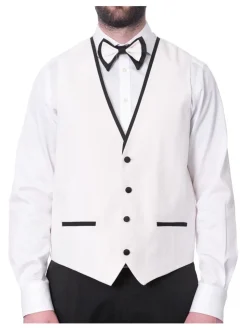 Cemden Mens Slim Fit Solid White 1-button 3 Piece Tuxedo Suit With Peak Lapels