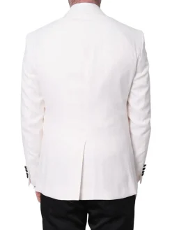 Cemden Mens Slim Fit Solid White 1-button 3 Piece Tuxedo Suit With Peak Lapels