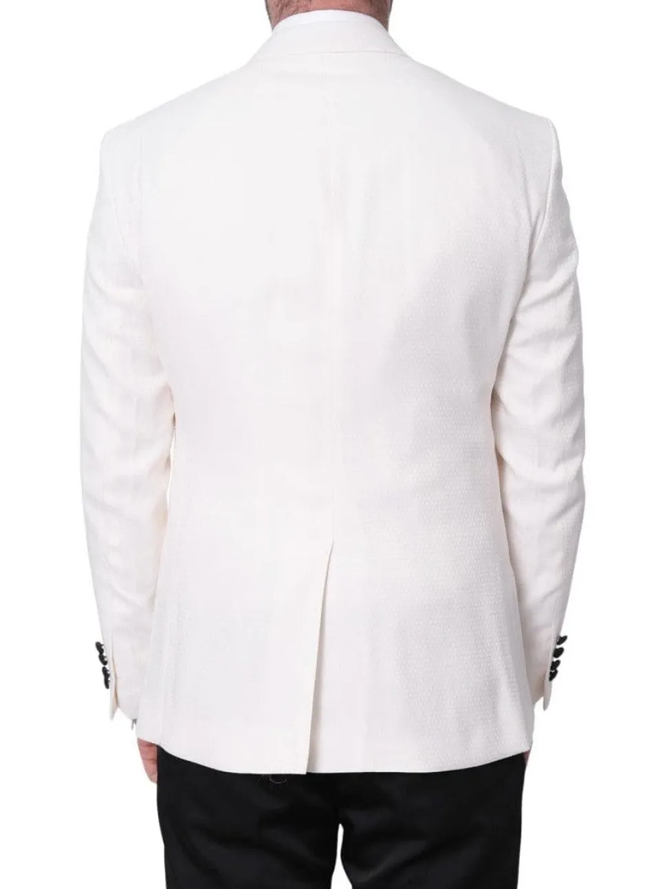 Cemden Mens Slim Fit Solid White 1-button 3 Piece Tuxedo Suit With Peak Lapels