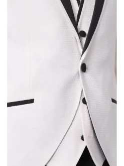Cemden Mens Slim Fit Solid White 1-button 3 Piece Tuxedo Suit With Peak Lapels