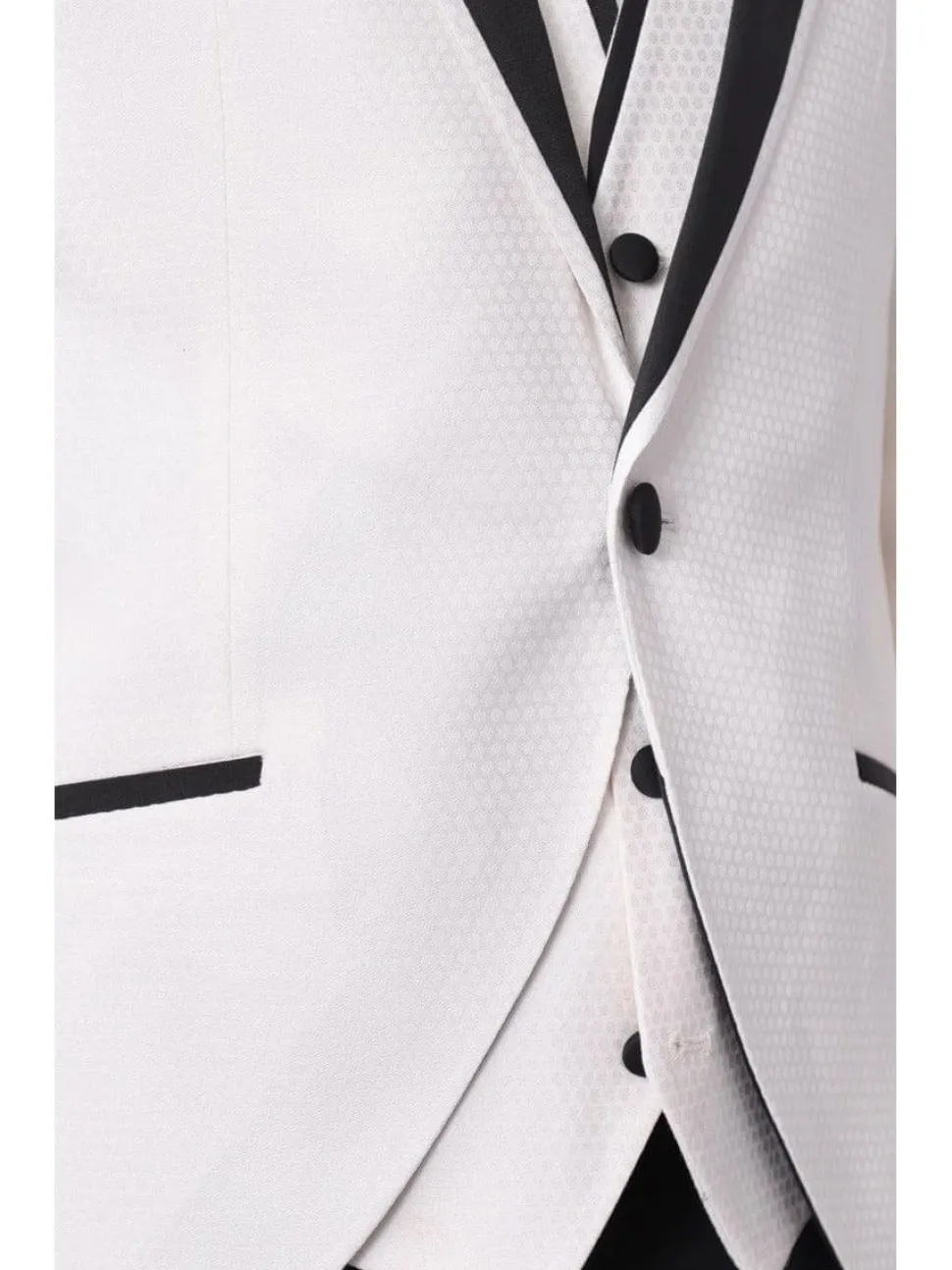 Cemden Mens Slim Fit Solid White 1-button 3 Piece Tuxedo Suit With Peak Lapels