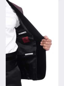 Cemden Slim Fit Geometric Diamond Sheen Satin Tuxedo Suit With Shawl Lapels