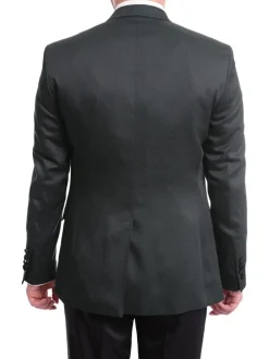 Cemden Slim Fit Green Textured One Button Three Piece Tuxedo Suit