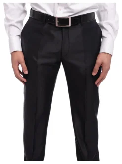 Cemden Slim Fit Silver Link Front Satin Tuxedo Suit Mandarin Collar Shawl Lapels