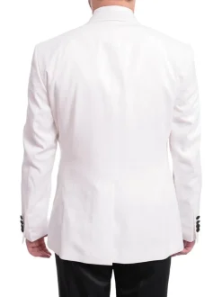 Cemden Slim Fit Textured White One Button Three Piece Tuxedo Suit