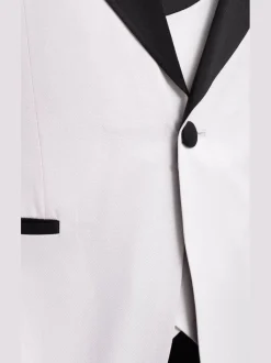 Cemden Slim Fit Textured White One Button Three Piece Tuxedo Suit