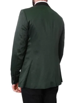 Cengizhan Baybars Mens Slim Fit Emerald Green 3-piece Tuxedo Suit Peak Lapels