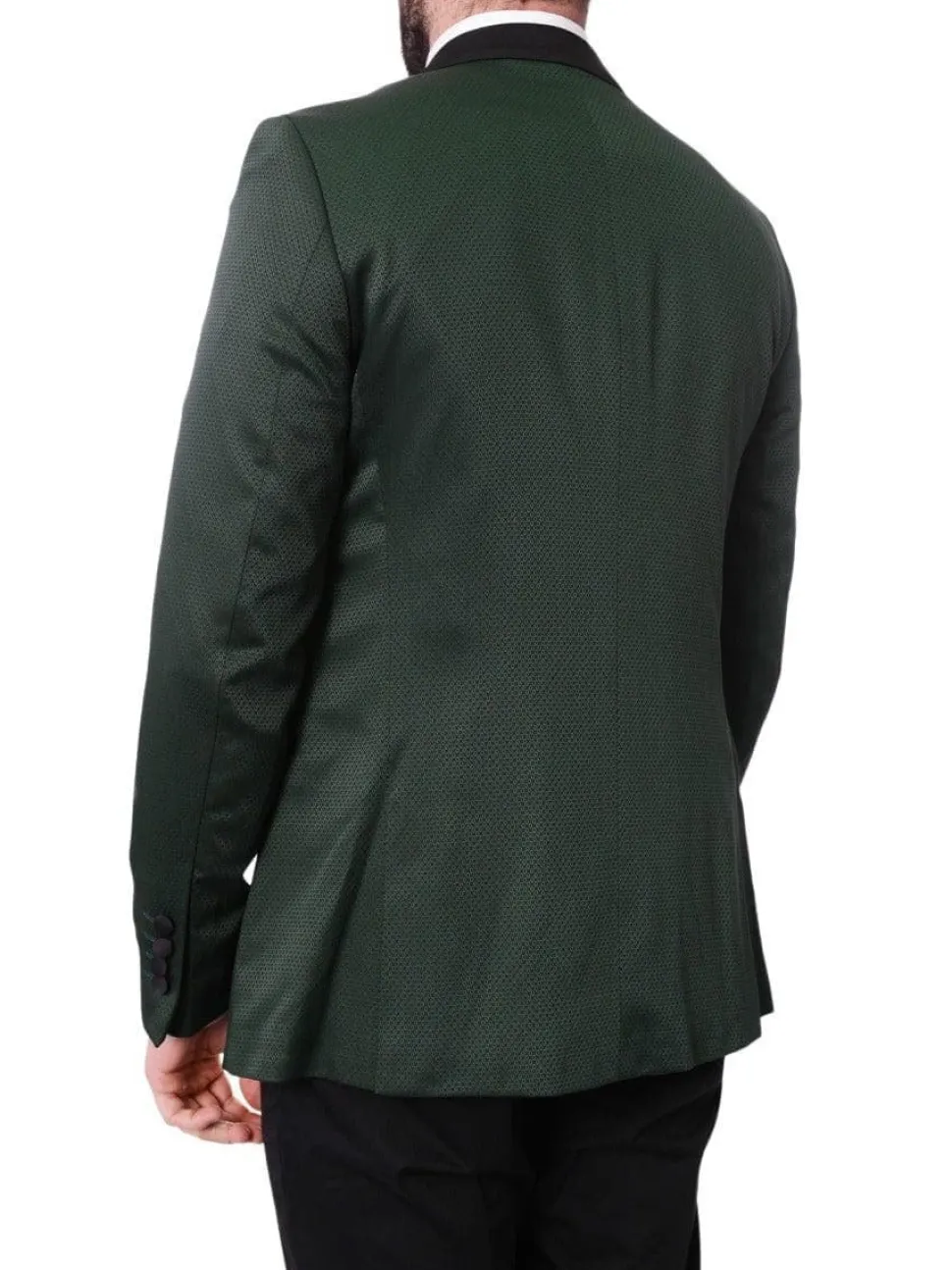 Cengizhan Baybars Mens Slim Fit Emerald Green 3-piece Tuxedo Suit Peak Lapels