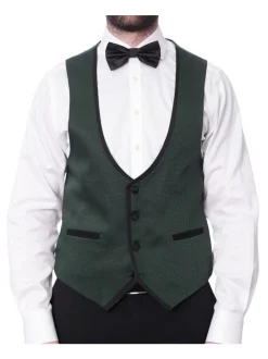 Cengizhan Baybars Mens Slim Fit Emerald Green 3-piece Tuxedo Suit Peak Lapels