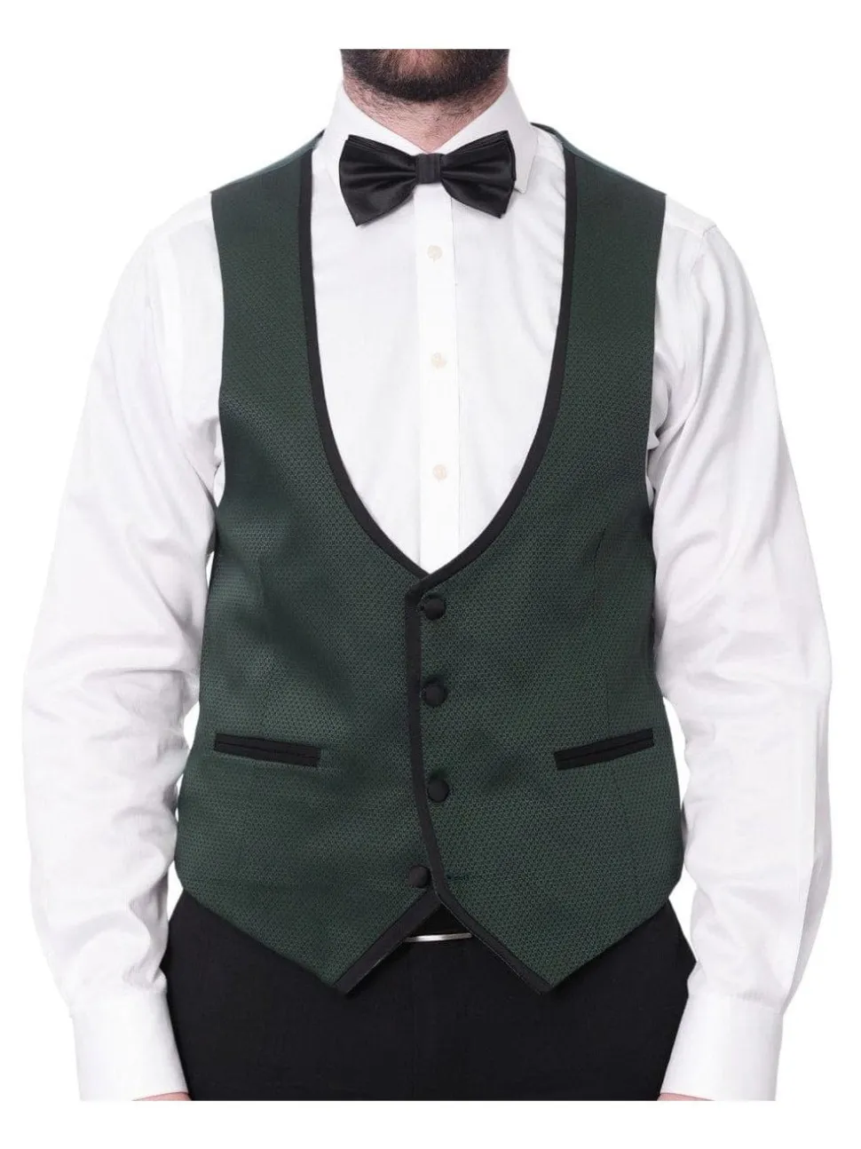 Cengizhan Baybars Mens Slim Fit Emerald Green 3-piece Tuxedo Suit Peak Lapels
