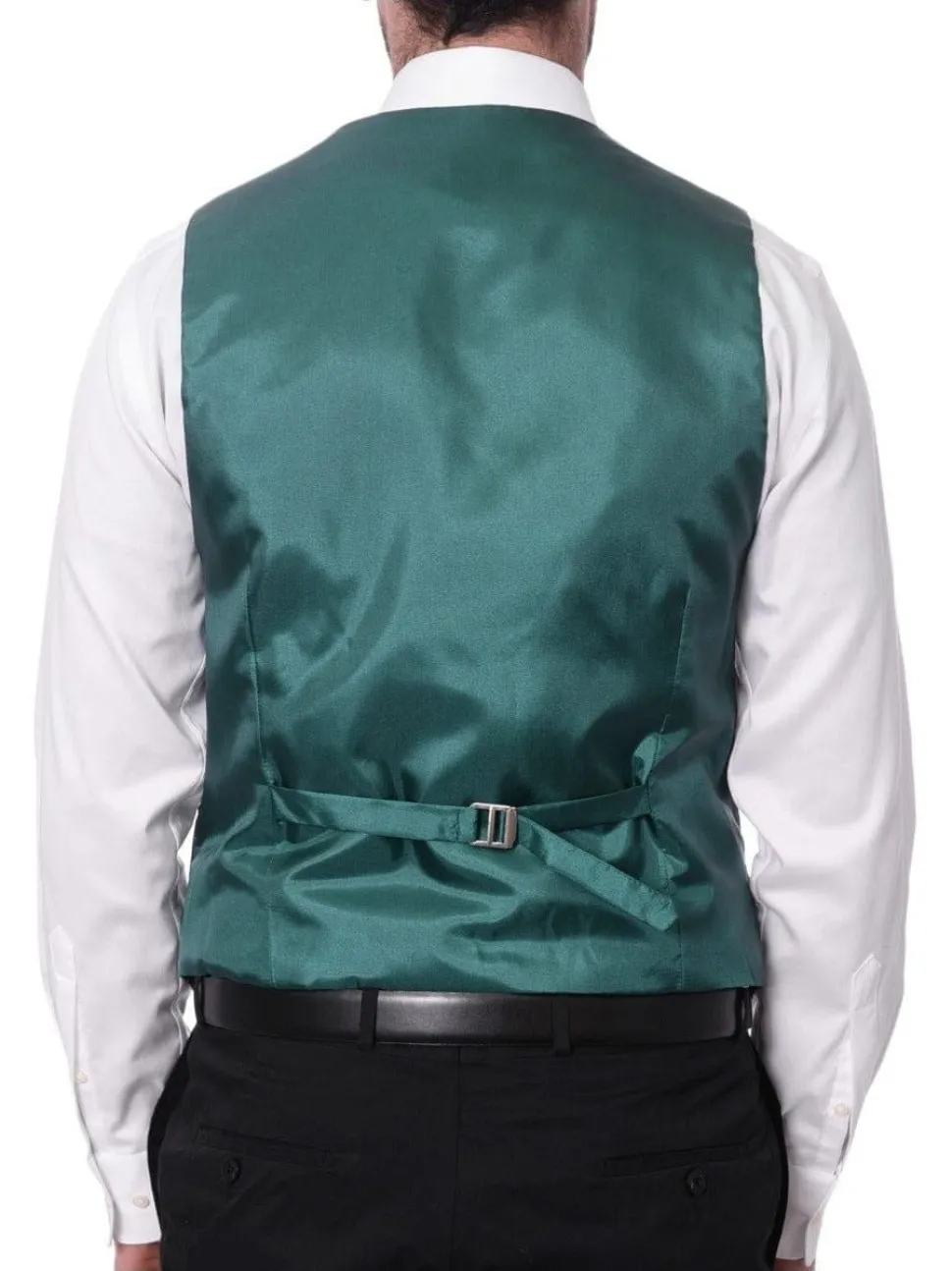 Cengizhan Baybars Mens Slim Fit Emerald Green 3-piece Tuxedo Suit Peak Lapels