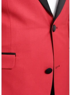Cengizhan Baybars Slim Fit Solid Red Two Button Tuxedo Suit