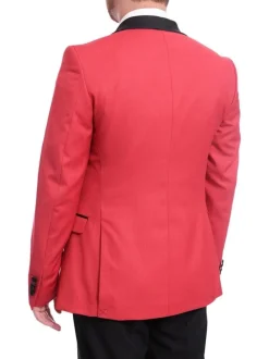 Cengizhan Baybars Slim Fit Solid Red Two Button Tuxedo Suit
