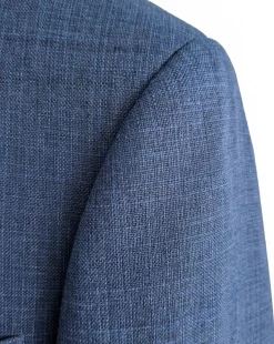Centrion Mens Blue Check Classic Fit Notch Lapels 2 Button Wool Suit