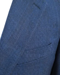 Centrion Men's Blue Check Slim Fit Notch Lapels 2 Button Stretch Wool Suit