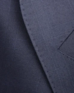 Centrion Mens Blue Glen Plaid Notch Lapels Classic Fit 2 Button Wool Suit