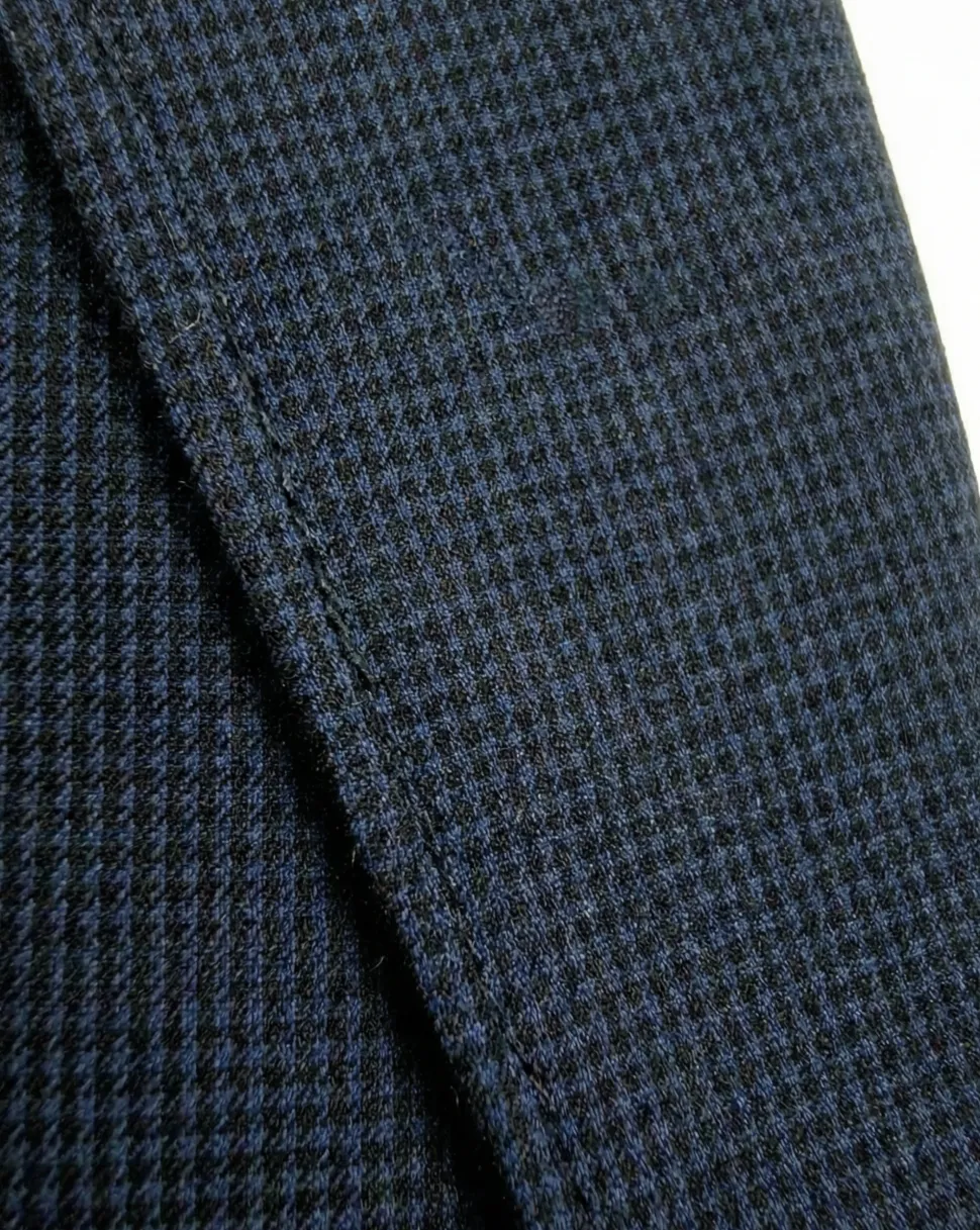Centrion Mens Blue Microcheck Classic Fit Notch Lapels 2 Button Wool Suit