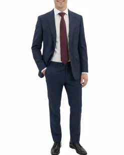Centrion Mens Blue Microcheck Classic Fit Notch Lapels 2 Button Wool Suit